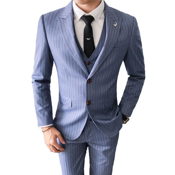 autumn and winter men's slim striped suit three-piece men's groomsman suit traje elegante de hombre sets, White;black
autumn and winter men's slim striped suit three-piece men's groomsman suit traje elegante de hombre sets, White;black