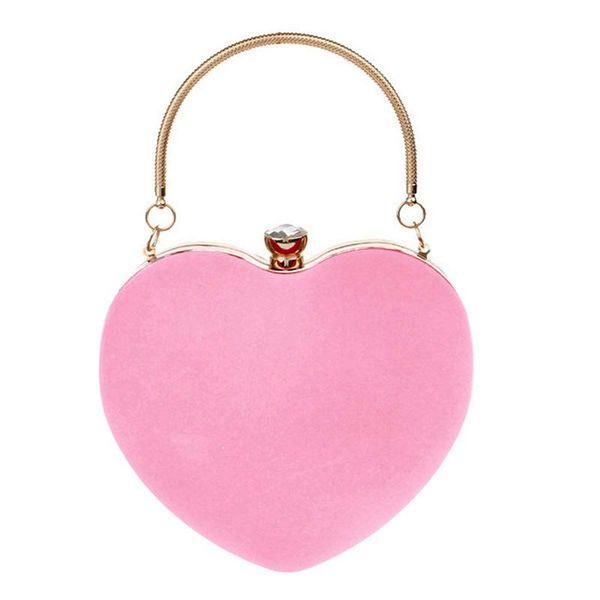women girls heart shape handbag evening party tote purse(pink