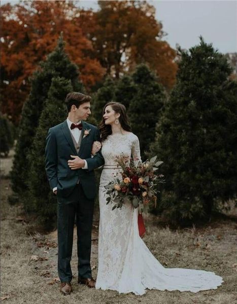 elegant long sleeves lace mermaid wedding dresses 2020 illusion beaded sash backless sweep train wedding bridal gowns robes de mariée, White
elegant long sleeves lace mermaid wedding dresses 2020 illusion beaded sash backless sweep train wedding bridal gowns robes de mariée, White