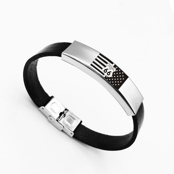 usa historic route 66 bracelet stainless steel black pu chains for men punk bangle men wristband male hand accessories, Golden;silver
usa historic route 66 bracelet stainless steel black pu chains for men punk bangle men wristband male hand accessories, Golden;silver