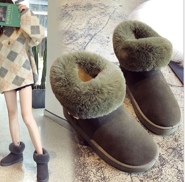 outdoor snow boots female fur one short tube boots slip plus velvet warm flat student cotton shoes, Black
outdoor snow boots female fur one short tube boots slip plus velvet warm flat student cotton shoes, Black