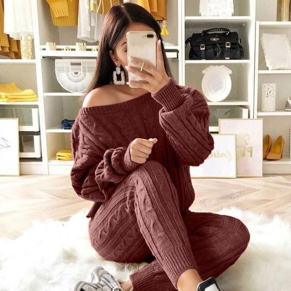 быстрая пересылка womens ladies твердая плеча кабель теплый вязаный 2pc loungewear костюм set товара на складе, White
быстрая пересылка womens ladies твердая плеча кабель теплый вязаный 2pc loungewear костюм set товара на складе, White