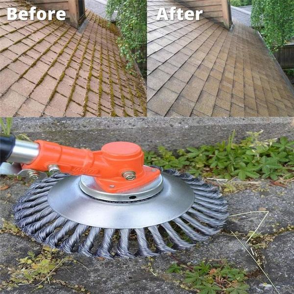6 inch steel wire trimmer head round steel wire brush grass brush cutter string trimmer replacement for garden brick road paveme