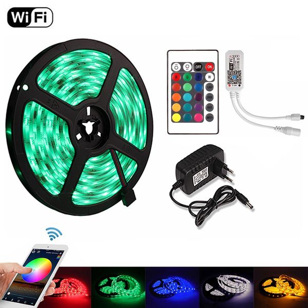 5m rgb led strip light 5050 wifi / bluetooth dc 12v waterproof diode tape ribbon tiras fita led with remote controller + adapter
5m rgb led strip light 5050 wifi / bluetooth dc 12v waterproof diode tape ribbon tiras fita led with remote controller + adapter