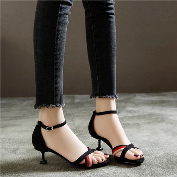 2020 female summer fairy wind new small with a girl 3cm low heel stiletto buckle cat with high heel sandals, Black
2020 female summer fairy wind new small with a girl 3cm low heel stiletto buckle cat with high heel sandals, Black