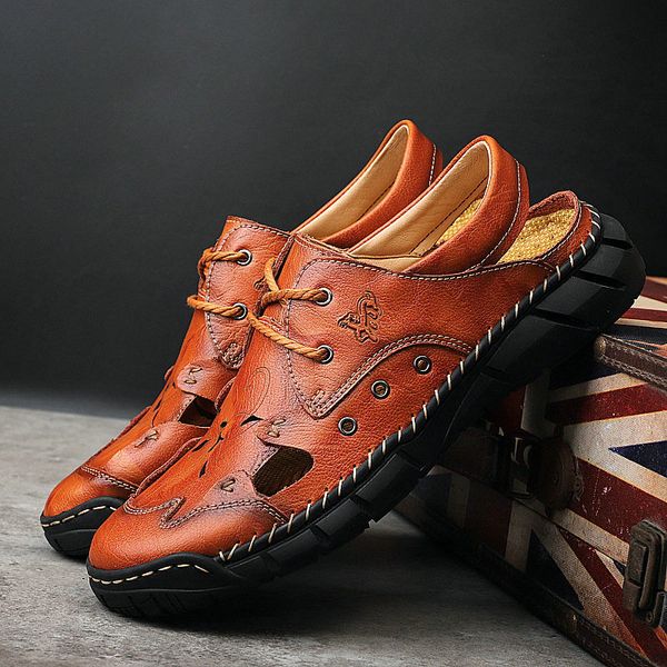 2020 spring summer new style genuine leather casual men's sandals breathable flat heel closed-toe men's shoes, Black
2020 spring summer new style genuine leather casual men's sandals breathable flat heel closed-toe men's shoes, Black