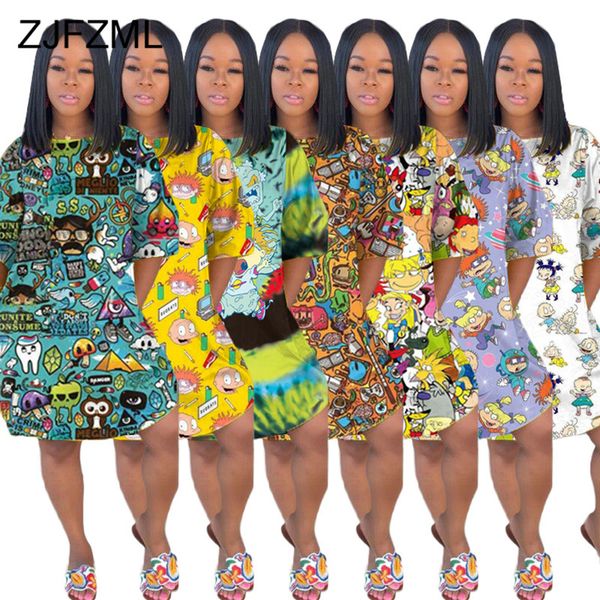 cartoon character print t shirt dress women casual crew neck short sleeve vestidos summer loose plus size knee length dress, Black;gray
cartoon character print t shirt dress women casual crew neck short sleeve vestidos summer loose plus size knee length dress, Black;gray