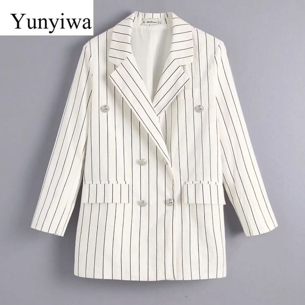 women's suits & blazers 2021 women double breasted striped print casual business blazer office lady linen suit leisure pockets outwear, White;black
women's suits & blazers 2021 women double breasted striped print casual business blazer office lady linen suit leisure pockets outwear, White;black