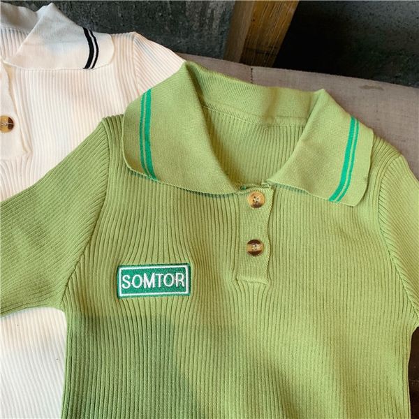 women green knitted polo slim thin wild shirt soft short sleeve casual crop top, White
women green knitted polo slim thin wild shirt soft short sleeve casual crop top, White
