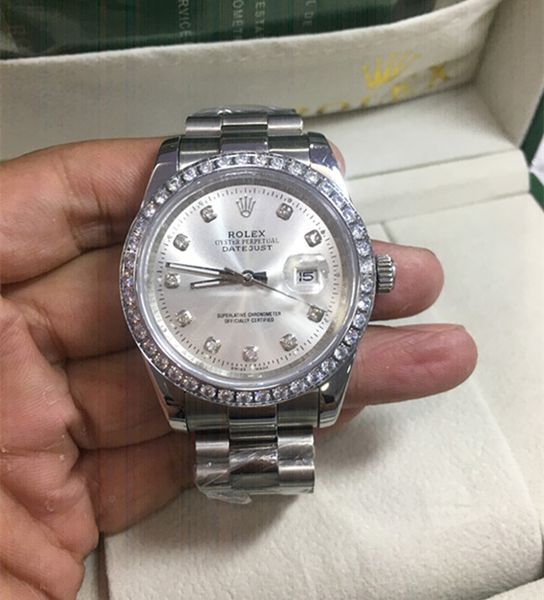with original wooden box fashion men 41mm/36mm watches 18k yellow gold diamond dial & bezel 18038 automatic men's wristwatch, Slivery;brown
with original wooden box fashion men 41mm/36mm watches 18k yellow gold diamond dial & bezel 18038 automatic men's wristwatch, Slivery;brown