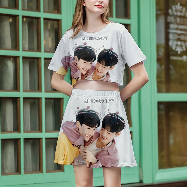 2019 treasure 13 group close leisure time motion sleeve navel exposed + short skirt suit, Black;blue
2019 treasure 13 group close leisure time motion sleeve navel exposed + short skirt suit, Black;blue