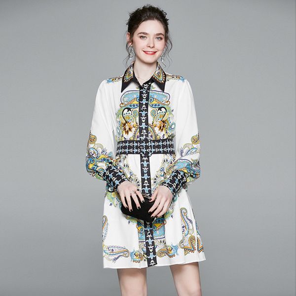 2020 spring summer fashion runway a line shirt lantern sleeve vintage dress women's elegant belted printed mini dress, Black;gray
2020 spring summer fashion runway a line shirt lantern sleeve vintage dress women's elegant belted printed mini dress, Black;gray