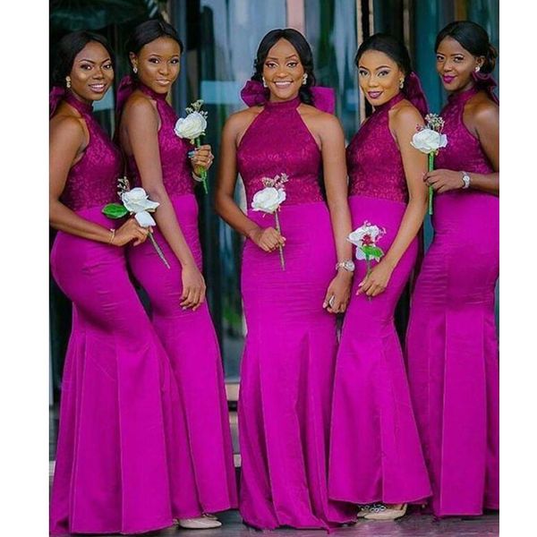 mermaid long bridesmaid dresses 2019 fuchsia halter lace satin arabic wedding party dresses floor length formal gowns custom made, White;pink
mermaid long bridesmaid dresses 2019 fuchsia halter lace satin arabic wedding party dresses floor length formal gowns custom made, White;pink