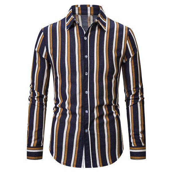 men's shirt fashion vintage style contrast striped long sleeve shirt casual loose lapel for men's blouse camisas, White;black
men's shirt fashion vintage style contrast striped long sleeve shirt casual loose lapel for men's blouse camisas, White;black