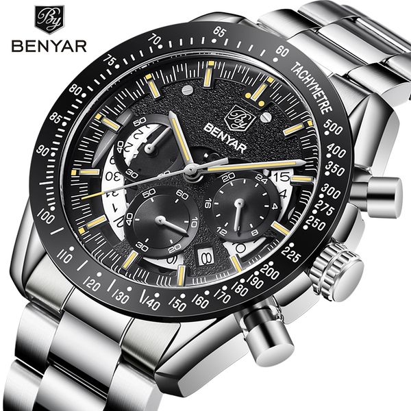 2019 benyar new men's watches luxury quartz steel wrist watch mens multifunction waterproof sports clock relogio masculino, Slivery;brown
2019 benyar new men's watches luxury quartz steel wrist watch mens multifunction waterproof sports clock relogio masculino, Slivery;brown