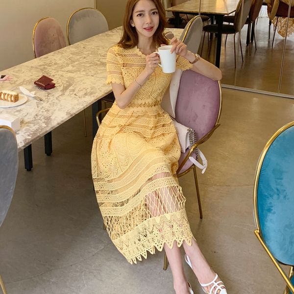yellow dress for women summer short sleeve crew neck lace sundress ladies hollow out party maxi long dresses, Black;gray
yellow dress for women summer short sleeve crew neck lace sundress ladies hollow out party maxi long dresses, Black;gray