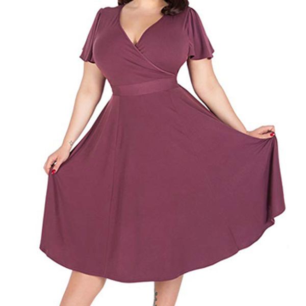 women clothes designer dress 2019 new summer women dress elegant solid short sleeve v neck elegant with waistband party sundress, Black;gray
women clothes designer dress 2019 new summer women dress elegant solid short sleeve v neck elegant with waistband party sundress, Black;gray