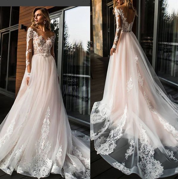 elegant lace wedding dress vestidos de novia simple a line bridal v-neck romantic long sleeve gowns, White
elegant lace wedding dress vestidos de novia simple a line bridal v-neck romantic long sleeve gowns, White