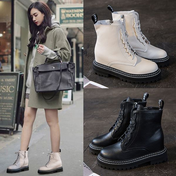 boots woman flat bottom increase england boots woman genuine leather short short, Black
boots woman flat bottom increase england boots woman genuine leather short short, Black