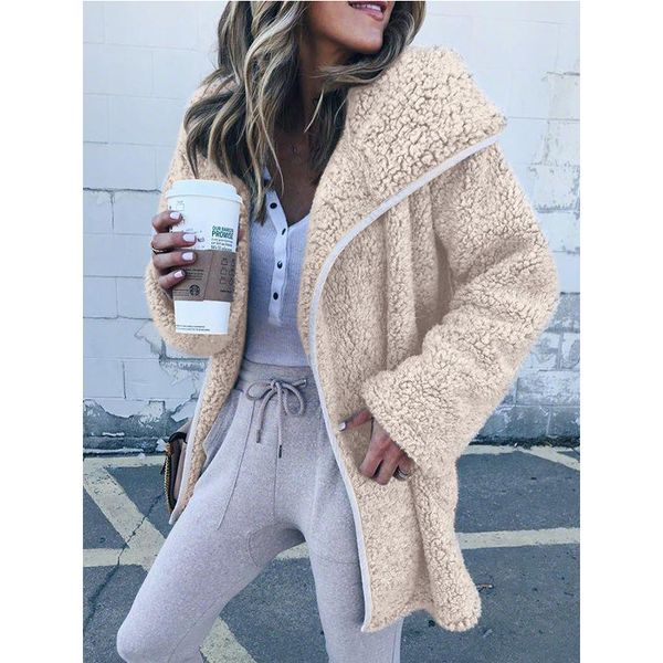 women plush jacket warm coat thick wool winter hooded casual long sleeve solid coat fashion clothes, Black
women plush jacket warm coat thick wool winter hooded casual long sleeve solid coat fashion clothes, Black