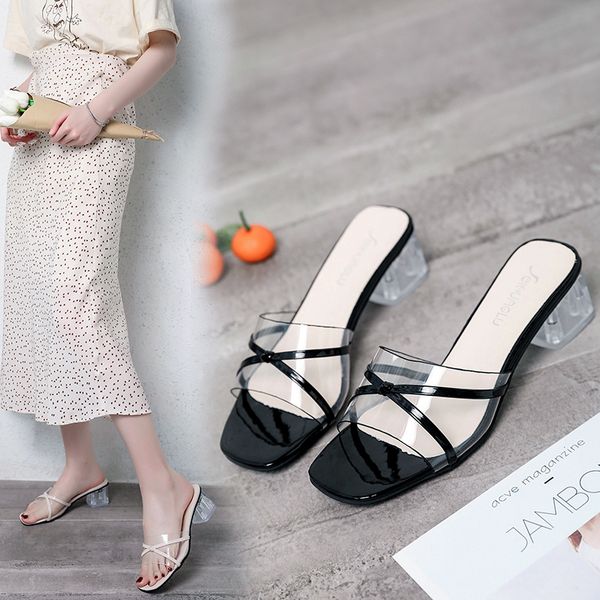summer wear outside new sandals with a word procrastinates joker in fashionable transparent thick with crystal slippers, Black
summer wear outside new sandals with a word procrastinates joker in fashionable transparent thick with crystal slippers, Black