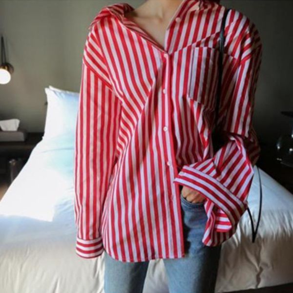 lanmrem koraen oversize shirt famale 2020 summer long sleeve loose red white stripes sunscreen temperament blouse women yj213
lanmrem koraen oversize shirt famale 2020 summer long sleeve loose red white stripes sunscreen temperament blouse women yj213