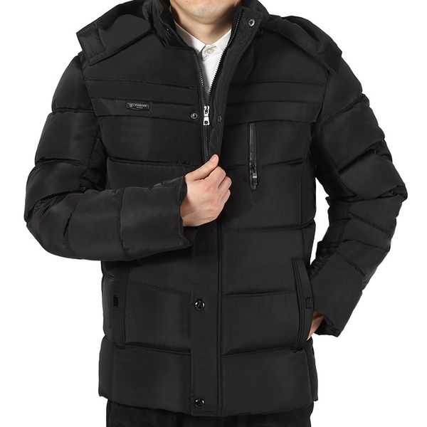 men's hooded parkas father winter new middle-aged men's plush and thickened down cotton padded coat to 4xl, Black
men's hooded parkas father winter new middle-aged men's plush and thickened down cotton padded coat to 4xl, Black