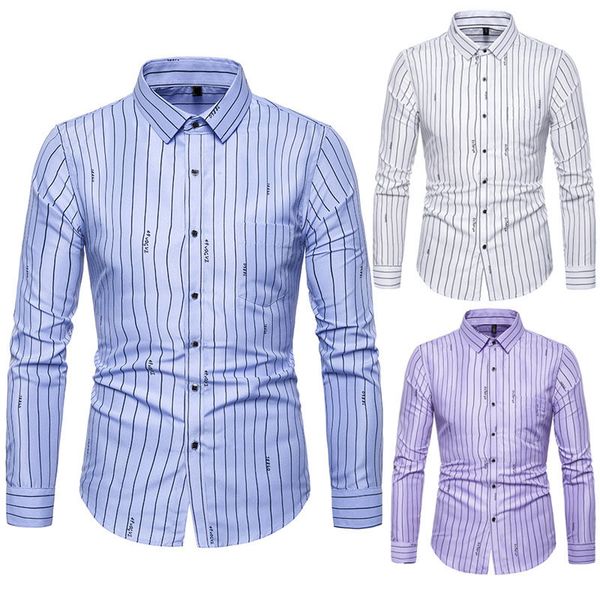 men striped shirts long sleeves slim fit business casual for spring fs99, White;black
men striped shirts long sleeves slim fit business casual for spring fs99, White;black