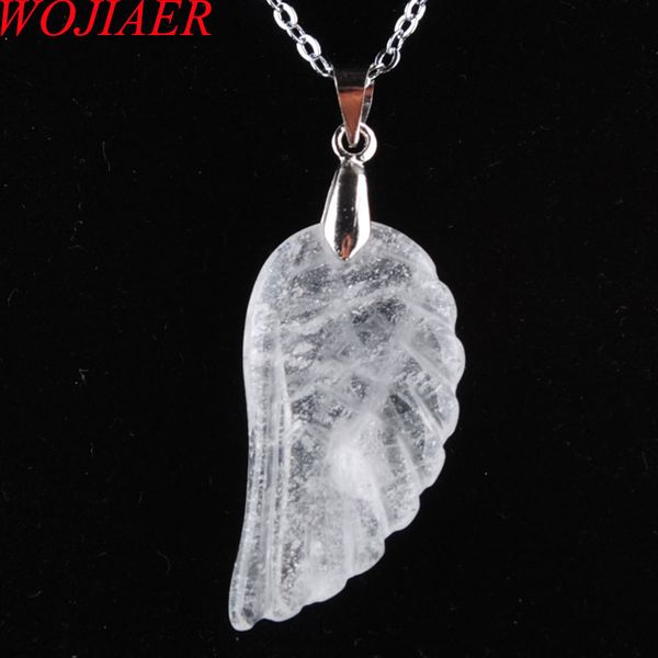 wojiaer natural white crystal gem stone bead wings silver plated reiki chakra pendant necklace 18 inches dn3534
wojiaer natural white crystal gem stone bead wings silver plated reiki chakra pendant necklace 18 inches dn3534
