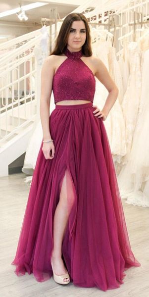fashion burgundy two pieces prom dresses evening formal gowns halter backless tulle side split cocktail red carpet dress wholesale for women, Black
fashion burgundy two pieces prom dresses evening formal gowns halter backless tulle side split cocktail red carpet dress wholesale for women, Black