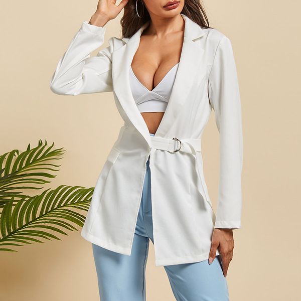 white womens blazer 2019 fall sashes lace-up buckle long sleeve slim fit office lady work street wear blazers coat jackets, White;black
white womens blazer 2019 fall sashes lace-up buckle long sleeve slim fit office lady work street wear blazers coat jackets, White;black