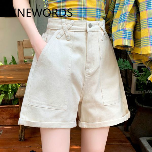 finewords vintage beige shorts jeans wide leg loose casual korean jeans shorts high waist solid plus size denim for women, White;black
finewords vintage beige shorts jeans wide leg loose casual korean jeans shorts high waist solid plus size denim for women, White;black