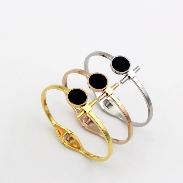 fashion black round patch spring open bracelet titanium steel bracelet for women jewelry gift wholesale
fashion black round patch spring open bracelet titanium steel bracelet for women jewelry gift wholesale