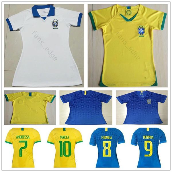 

2019 world cup women brasil soccer jerseys marta adriana formiga debinha andressa custom 19 20 yellow blue white lady girl football shirt, Black;yellow
