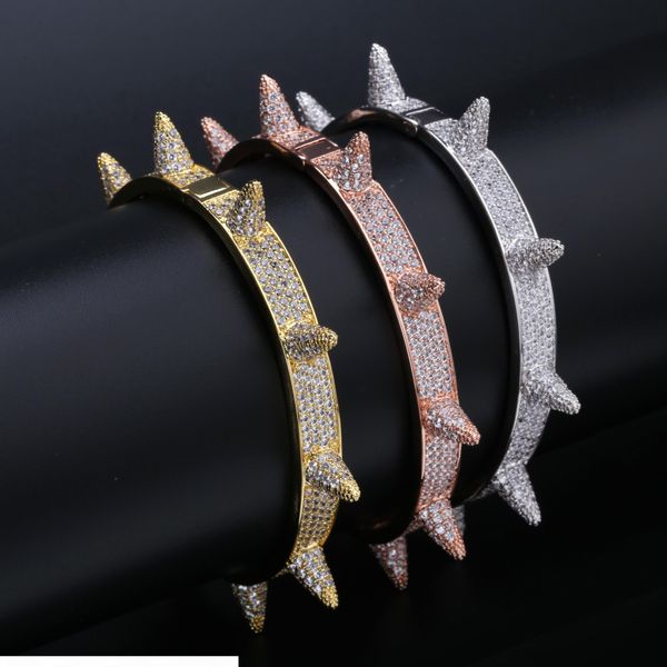 luxury iced out bling cubic zircon hip hop rose gold silver rivet bracelets spike bangles gifts for men women, Golden;silver
luxury iced out bling cubic zircon hip hop rose gold silver rivet bracelets spike bangles gifts for men women, Golden;silver