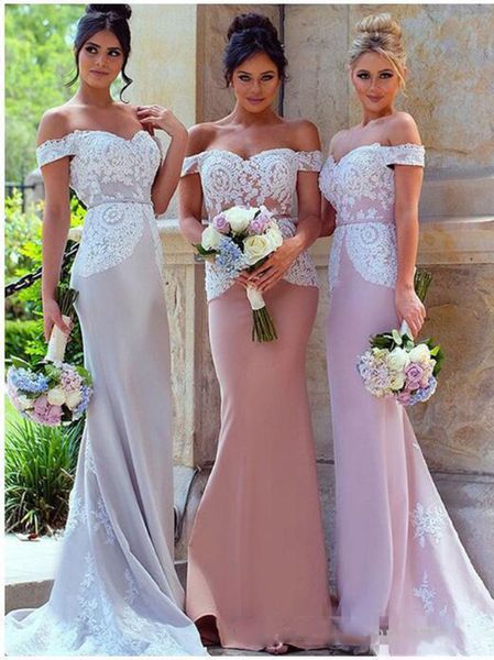 blush elegant mermaid bridesmaid dresses off shoulder applique long floor length wedding guest gowns maid of honor, White;pink
blush elegant mermaid bridesmaid dresses off shoulder applique long floor length wedding guest gowns maid of honor, White;pink