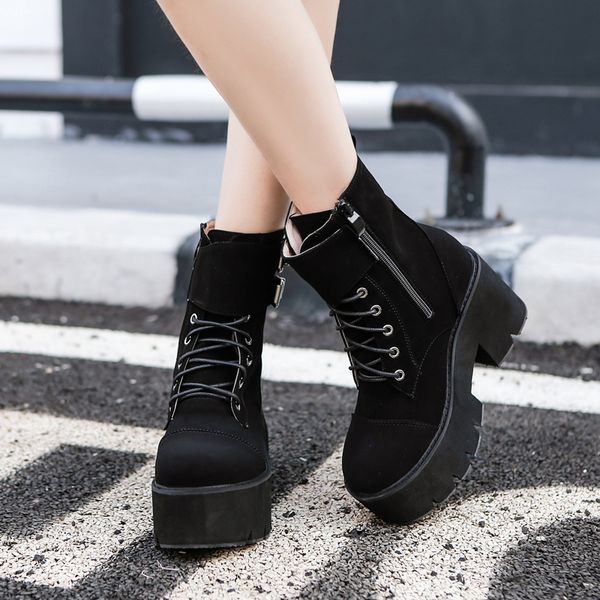 ymechic 2018 flock black lace up goth boots female buckle strap cross tied gothic punk rock ankle motorcycle boots ladies shoes
ymechic 2018 flock black lace up goth boots female buckle strap cross tied gothic punk rock ankle motorcycle boots ladies shoes