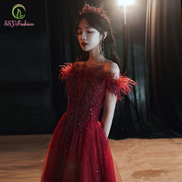 ssyfashion new banquet elegant wine red evening dress boat neck appliques feathers long formal gown custom vestidos de fiesta, White;black
ssyfashion new banquet elegant wine red evening dress boat neck appliques feathers long formal gown custom vestidos de fiesta, White;black