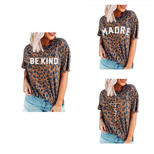 2020summer fashion new european and american women's leopard print fabric letters printed round collar women's t-shirts, White
2020summer fashion new european and american women's leopard print fabric letters printed round collar women's t-shirts, White