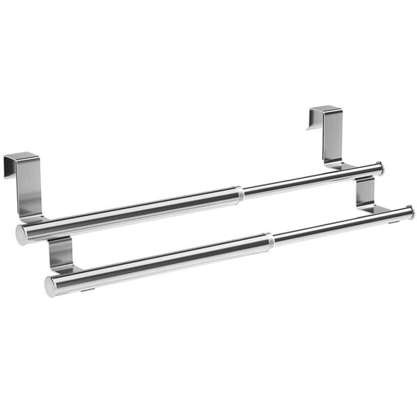 kitchen over cabinet double towel bar rack, expandable hand towel holder for universal fit on inside or outside
kitchen over cabinet double towel bar rack, expandable hand towel holder for universal fit on inside or outside