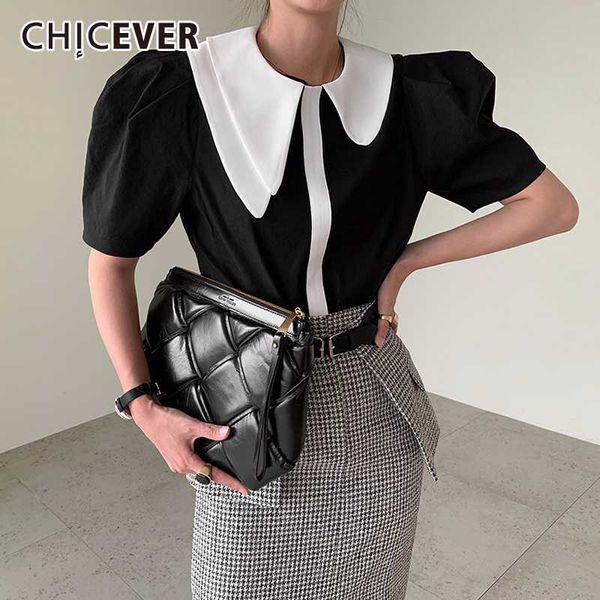 chicever patchwork hit color women's shirt lapel collar puff sleeve oversized blouse for female summer clothing fashion new 2020, White
chicever patchwork hit color women's shirt lapel collar puff sleeve oversized blouse for female summer clothing fashion new 2020, White