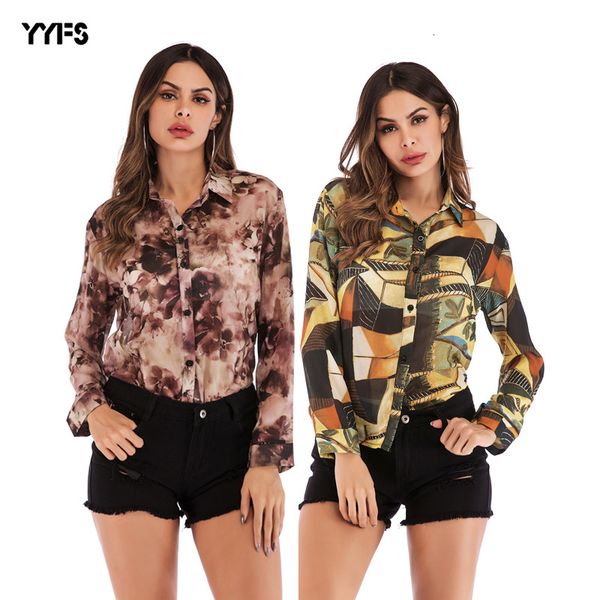 women's wear 2019 paragraph printing chiffon shirt lapel single row close clothing female, Red;white
women's wear 2019 paragraph printing chiffon shirt lapel single row close clothing female, Red;white