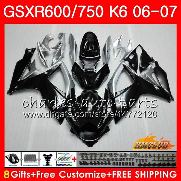 

body for suzuki gsx r600 gsx r750 gsxr600 2006 2007 black silvery 8hc.5 gsx-r600 gsxr-750 k6 gsxr 600 750 06-07 gsxr750 06 07 fairing kit