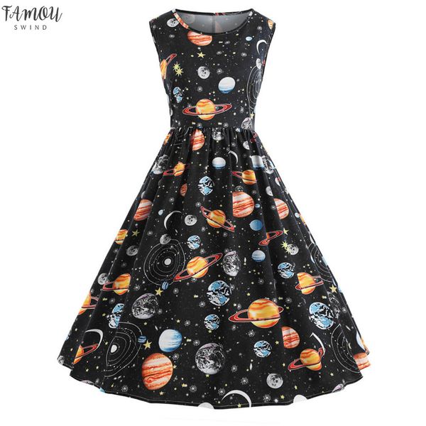 summer dress women with sleeves women vintage printing starry sky planet space dress dress #w30, Black;gray
summer dress women with sleeves women vintage printing starry sky planet space dress dress #w30, Black;gray