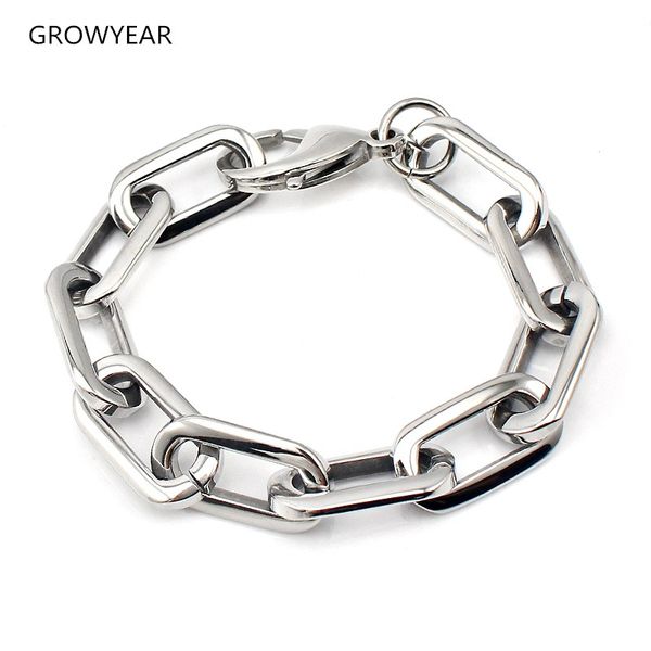 chunky stainless steel rounded rectangle link chain bracelet silver color fashion jewelry bangle bracelet lobster clasp, Black
chunky stainless steel rounded rectangle link chain bracelet silver color fashion jewelry bangle bracelet lobster clasp, Black