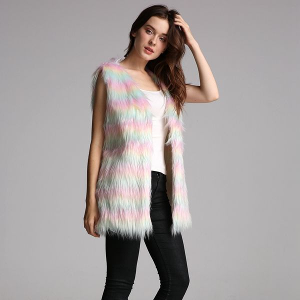fashion women fur coat winter fashion causal all-match colorful stripes faux fur round collar loose sleeveless coat jacket vest, Black
fashion women fur coat winter fashion causal all-match colorful stripes faux fur round collar loose sleeveless coat jacket vest, Black