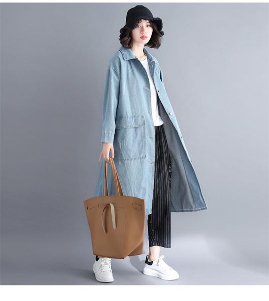women loose denim trench coat outerwear ladies long coat female casual denim overcoat 2020 spring autumn, Tan;black
women loose denim trench coat outerwear ladies long coat female casual denim overcoat 2020 spring autumn, Tan;black