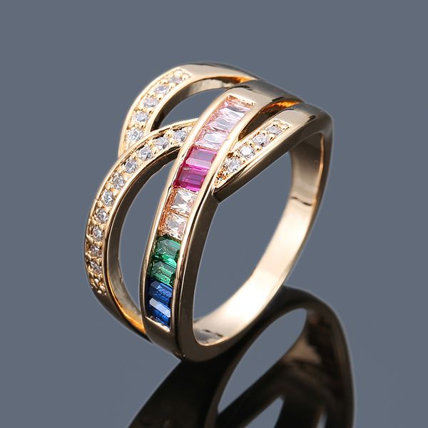 style charm ring crown rainbow lady wedding engagement ring irregular design inlay zircon fashion exquisite couple jewelry, Golden;silver
style charm ring crown rainbow lady wedding engagement ring irregular design inlay zircon fashion exquisite couple jewelry, Golden;silver