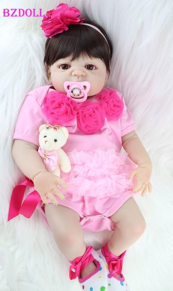 55cm full body silicone reborn girl baby doll toy lifelike pink princess dress newborn babies doll cute birthday gift bathe toy y191207
55cm full body silicone reborn girl baby doll toy lifelike pink princess dress newborn babies doll cute birthday gift bathe toy y191207
