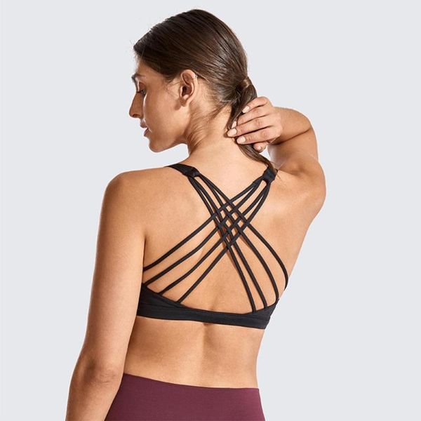 women's strappy sports bras wireless activewear with removable pads for yoga workout, White;black
women's strappy sports bras wireless activewear with removable pads for yoga workout, White;black